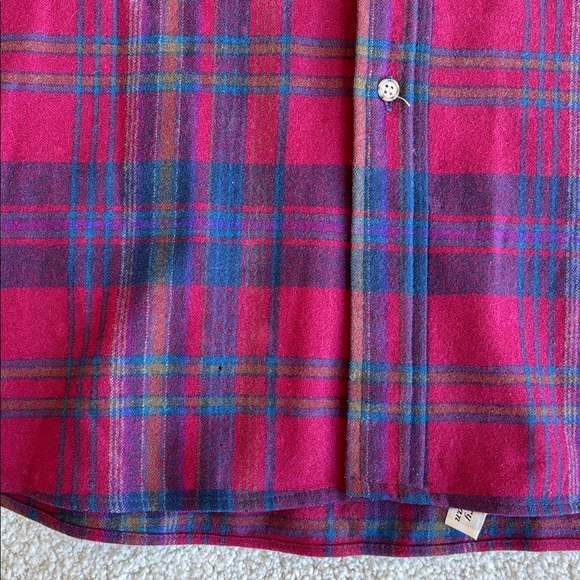 Vintage Pendleton USA 70’s Virgin Wool Flannel Red Plaid Shirt Mens Size Large - Picture 6 of 13